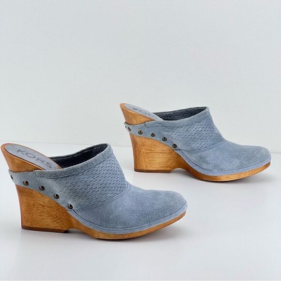 Michael KORS suede & wood wedge clogs size 10 - Picture 4 of 10